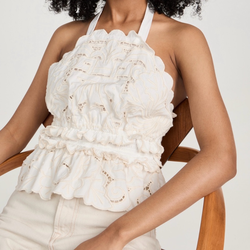 Sea New York Blaire Broderie-anglaise Halterneck Top Size Medium